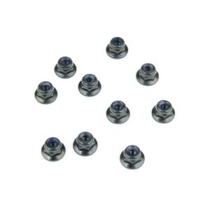 TKR1211 – M3 Locknuts (flanged, black, 10pcs) / TKR1211 – M3 防鬆螺帽 (flanged, 黑色, 10入)