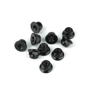 TKR1212 – M4 Locknuts (flanged, black, serrated, 10pcs) / TKR1212 – M4 防鬆螺帽 (flanged, 黑色, 鋸齒, 10入)