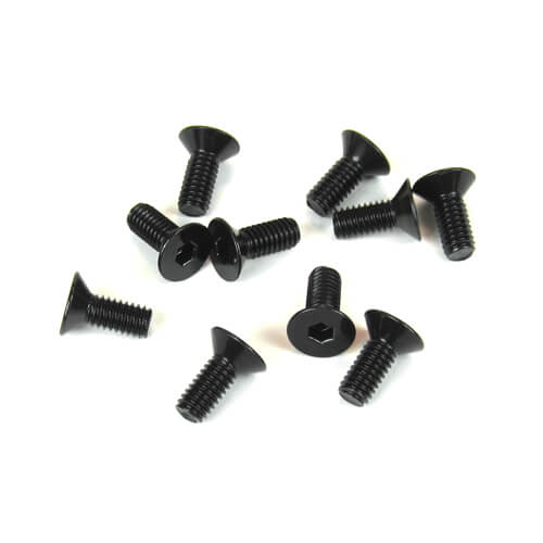 TKR1344 – M4x12mm Flat Head Screws (black, 10pcs) / TKR1344 – M4x12mm 平頭螺絲 (黑色, 10入)